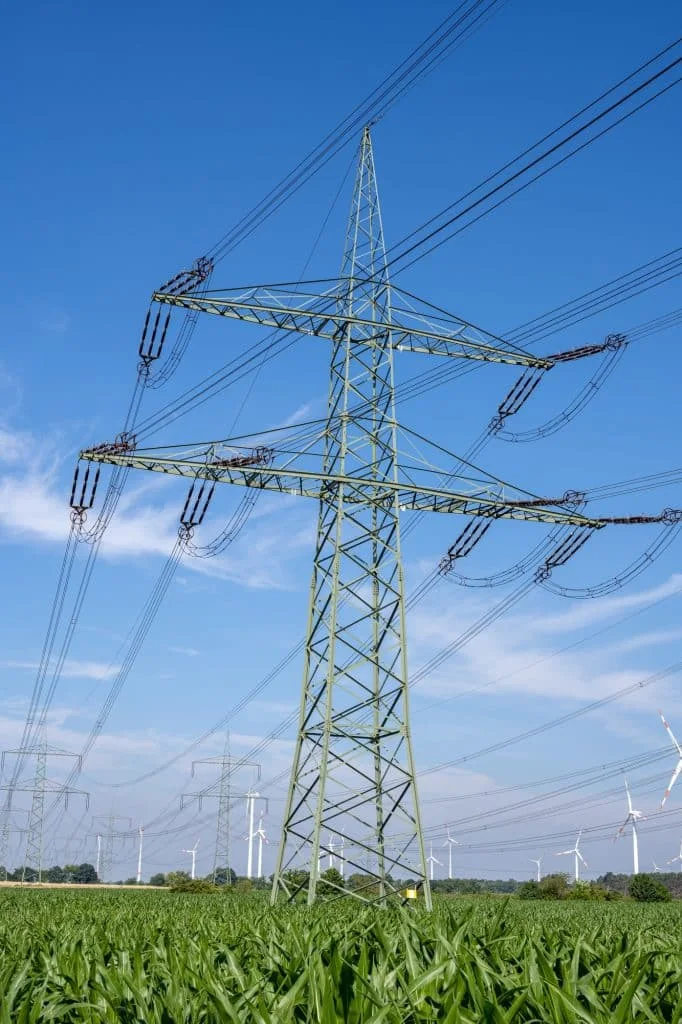 An electricity pylon with power lines