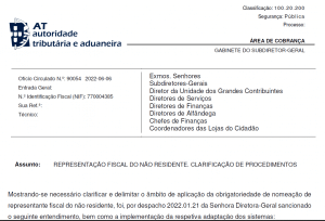 REPRESENTAÇÃO FISCAL DO NÃO RESIDENTE. CLARIFICAÇÃO DE PROCEDIMENTOS