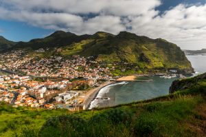 Machico city view. Madeira island on Altantic Ocean