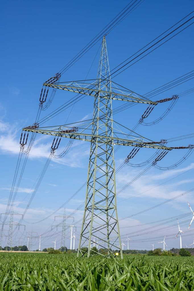 An electricity pylon with power lines